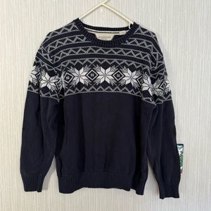 Blue white Ski Sweater cotton